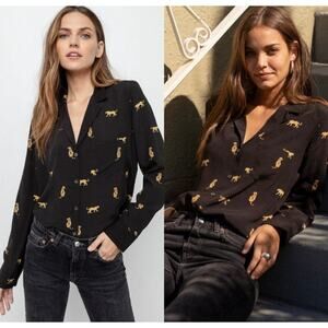 Rails Rebel Button Down in Black Wild Cats